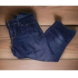 Levis Capri Jeans Dark Blue Embellished Pockets Size 8 Stretch Preppy Cottage